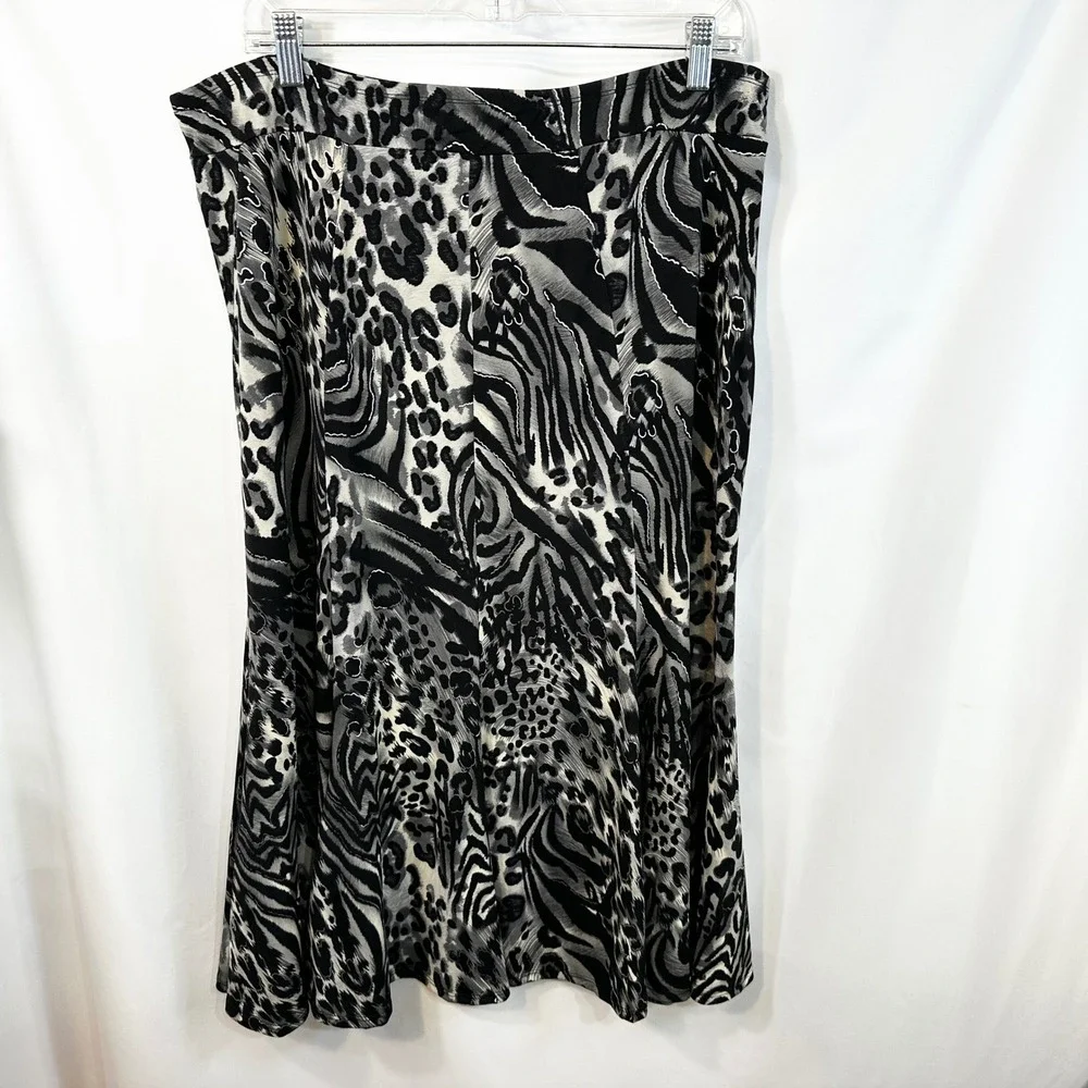 Simonton Says Large Midi Skirt Mixed Animal Black Whimsigoth Grunge 90s VTG 1367